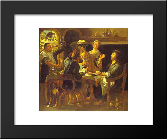 The Supper At Emmaus 20x24 Black Modern Wood Framed Art Print Poster by Jordaens, Jacob