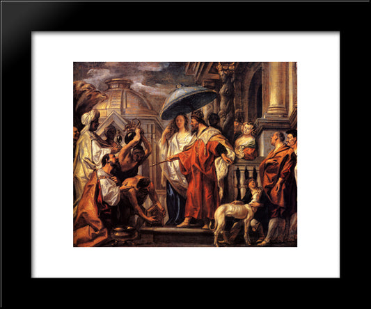 The Tribute The Caliph Harun Al-Rashid To Charlemagne 20x24 Black Modern Wood Framed Art Print Poster by Jordaens, Jacob