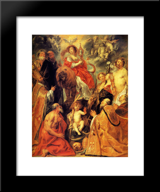 The Veneration Of The Eucharist 20x24 Black Modern Wood Framed Art Print Poster by Jordaens, Jacob