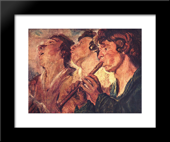 Three Musicians 20x24 Black Modern Wood Framed Art Print Poster by Jordaens, Jacob