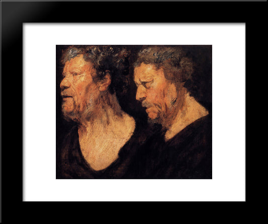 Two Studies Of The Head Of Abraham Grapheus 20x24 Black Modern Wood Framed Art Print Poster by Jordaens, Jacob