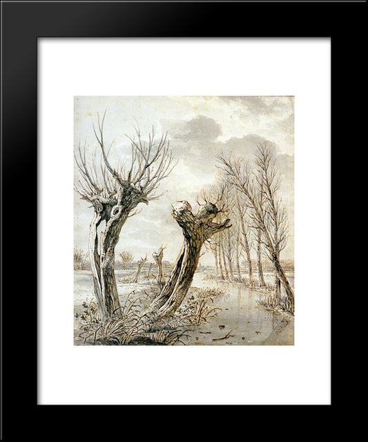 Landscape In Winter 20x24 Black Modern Wood Framed Art Print Poster by van Strij, Jacob