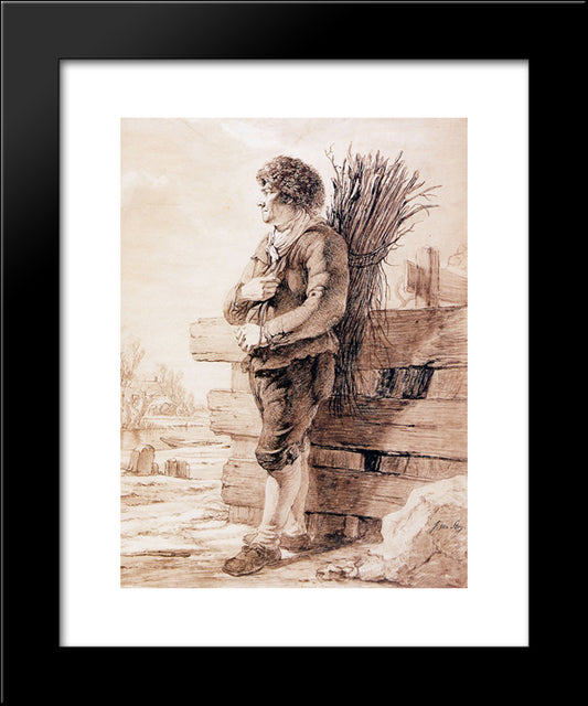 Standing Man With Branches 20x24 Black Modern Wood Framed Art Print Poster by van Strij, Jacob