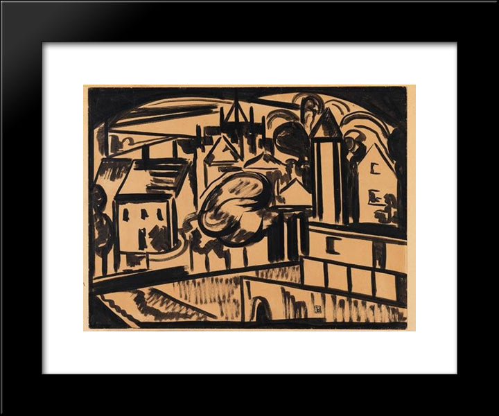 Stadt 20x24 Black Modern Wood Framed Art Print Poster by Heemskerck, Jacoba van