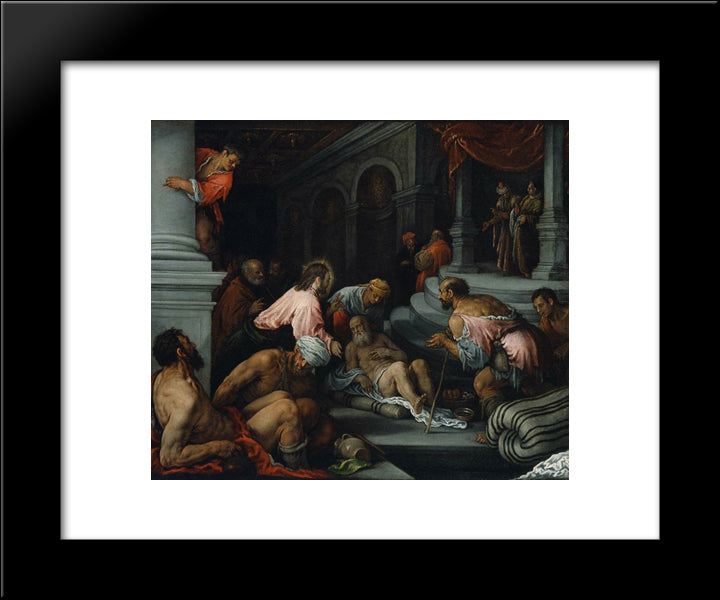 Christ Healing The Lame Man 20x24 Black Modern Wood Framed Art Print Poster by Bassano, Jacopo