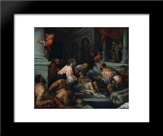 Christ Healing The Lame Man 20x24 Black Modern Wood Framed Art Print Poster by Bassano, Jacopo