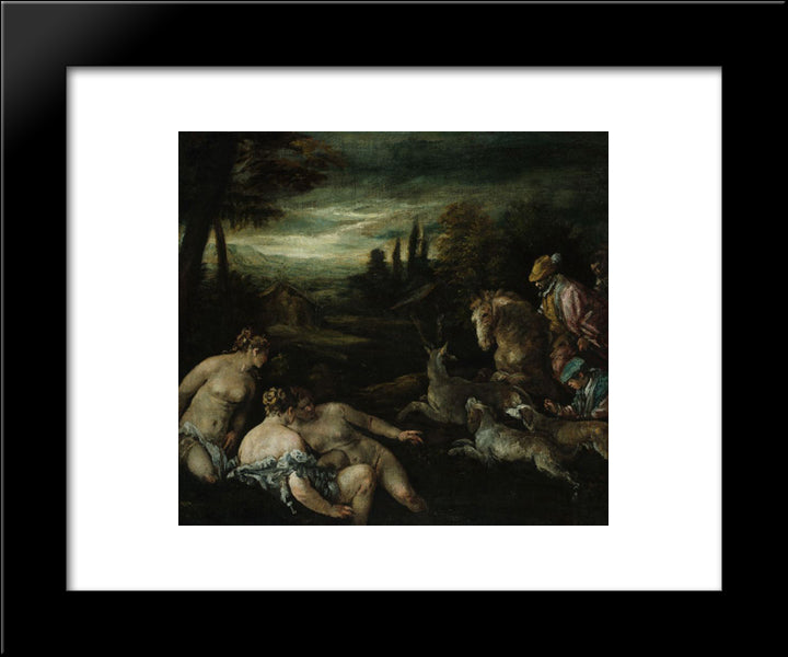 Diana And Actaeon 20x24 Black Modern Wood Framed Art Print Poster by Bassano, Jacopo