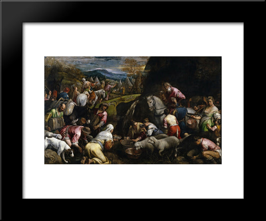 Israelis Drinking The Miraculous Water 20x24 Black Modern Wood Framed Art Print Poster by Bassano, Jacopo