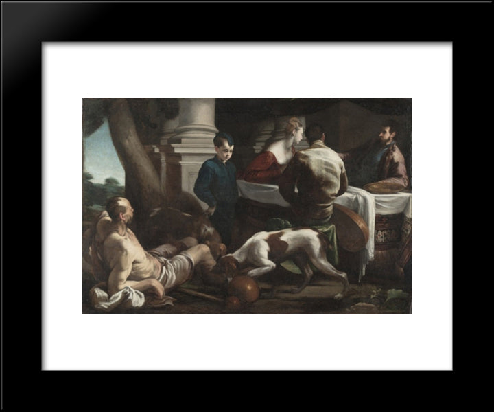 Lazarus And The Rich Man 20x24 Black Modern Wood Framed Art Print Poster by Bassano, Jacopo