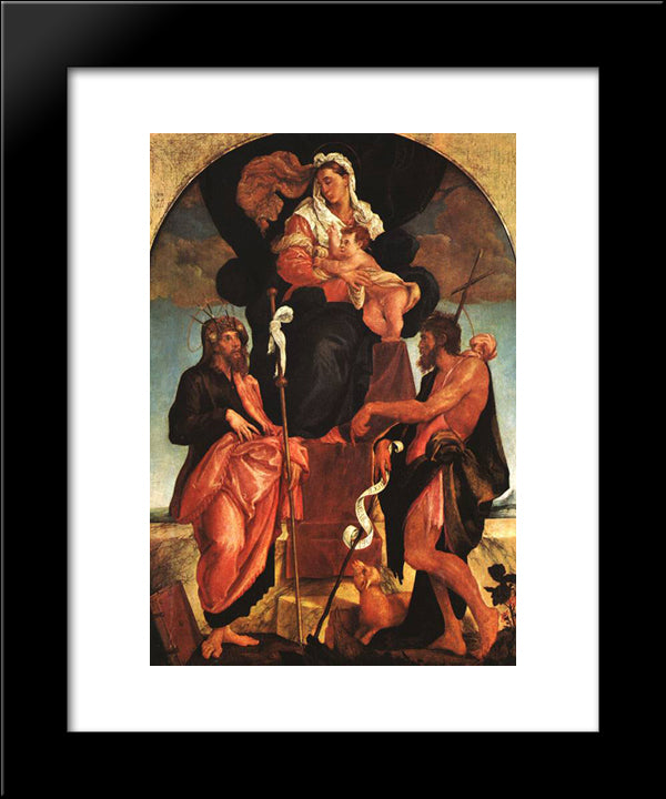 Madonna And Child With Saints 20x24 Black Modern Wood Framed Art Print Poster by Bassano, Jacopo