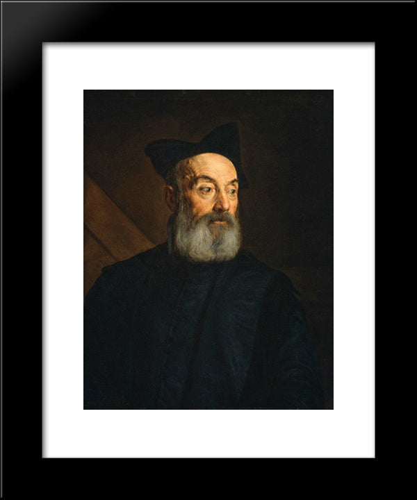 Portrait Of A Man 20x24 Black Modern Wood Framed Art Print Poster by Bassano, Jacopo
