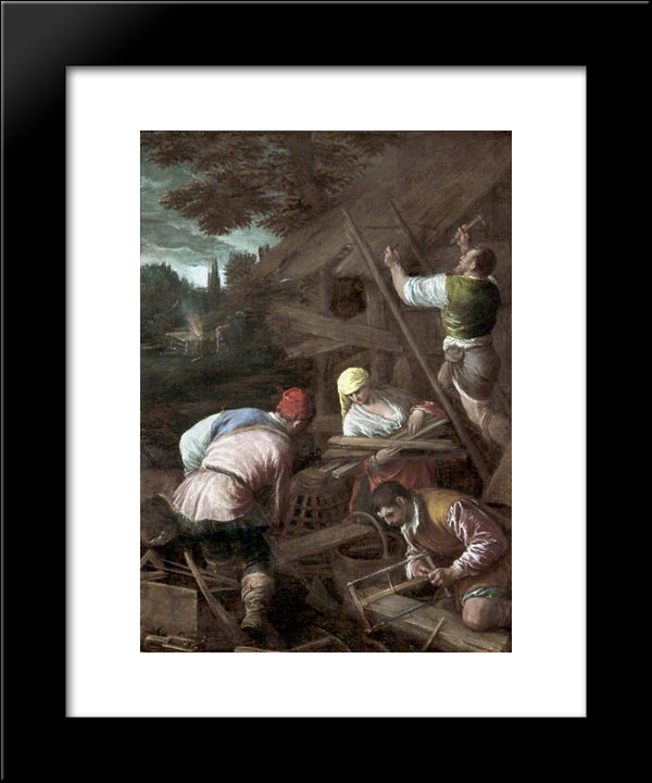 The Sacrifice Of Noah 20x24 Black Modern Wood Framed Art Print Poster by Bassano, Jacopo