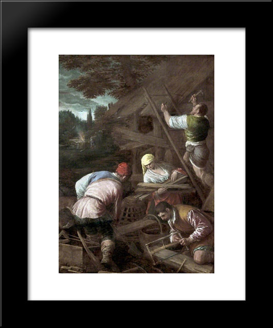 The Sacrifice Of Noah 20x24 Black Modern Wood Framed Art Print Poster by Bassano, Jacopo
