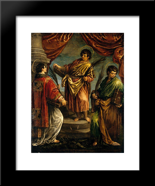Three Martyr Saints 20x24 Black Modern Wood Framed Art Print Poster by Bassano, Jacopo