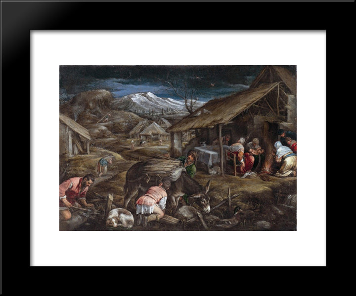 Winter 20x24 Black Modern Wood Framed Art Print Poster by Bassano, Jacopo
