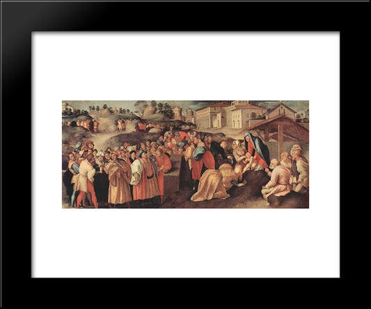 Adoration Of The Magi 20x24 Black Modern Wood Framed Art Print Poster by Pontormo, Jacopo