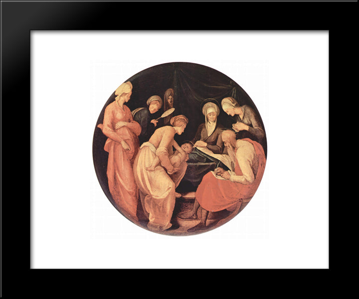 Birth Of John The Baptist 20x24 Black Modern Wood Framed Art Print Poster by Pontormo, Jacopo
