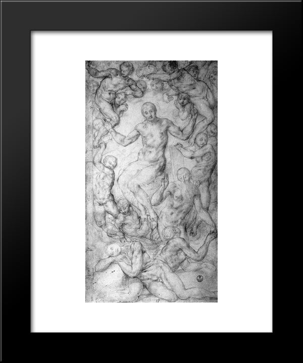 Christ The Judge With The Creation Of Eve 20x24 Black Modern Wood Framed Art Print Poster by Pontormo, Jacopo