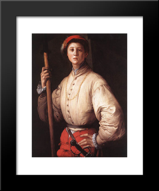 Halberdier 20x24 Black Modern Wood Framed Art Print Poster by Pontormo, Jacopo