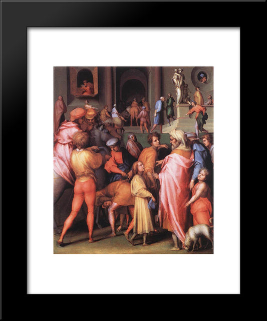 Joseph Being Sold To Potiphar 20x24 Black Modern Wood Framed Art Print Poster by Pontormo, Jacopo