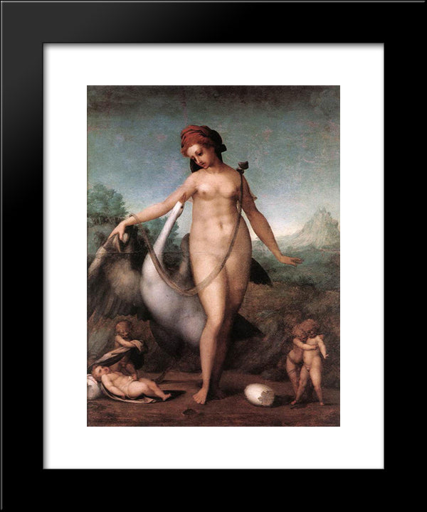 Leda And The Swan 20x24 Black Modern Wood Framed Art Print Poster by Pontormo, Jacopo