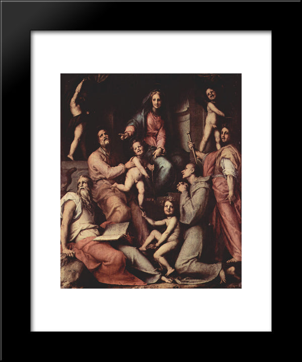 Madonna, Angels And Saints 20x24 Black Modern Wood Framed Art Print Poster by Pontormo, Jacopo