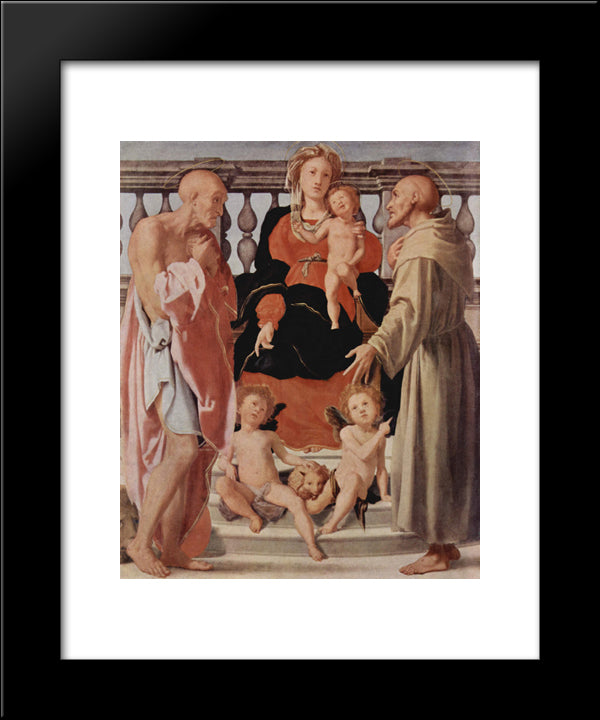 Madonna With St. Francis And St. Jerome 20x24 Black Modern Wood Framed Art Print Poster by Pontormo, Jacopo