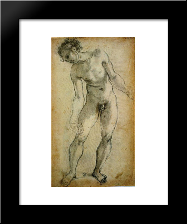 Male Nude 20x24 Black Modern Wood Framed Art Print Poster by Pontormo, Jacopo