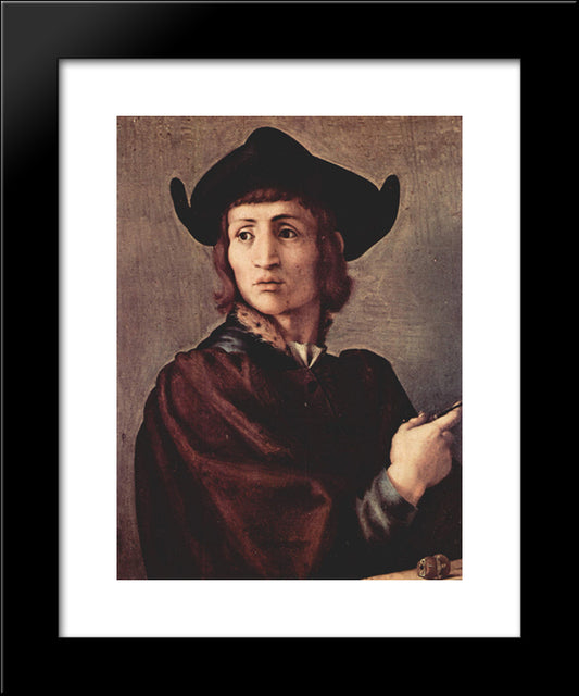 Portrait Of A Goldsmith 20x24 Black Modern Wood Framed Art Print Poster by Pontormo, Jacopo