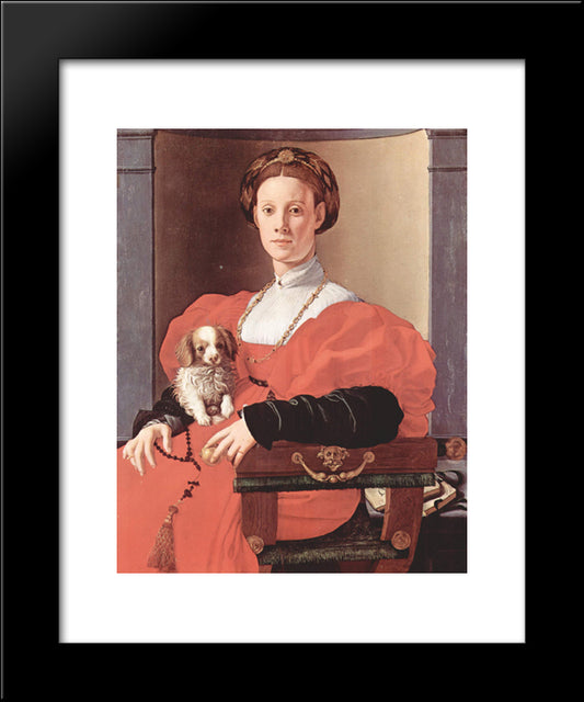 Portrait Of A Lady In Red Dress 20x24 Black Modern Wood Framed Art Print Poster by Pontormo, Jacopo