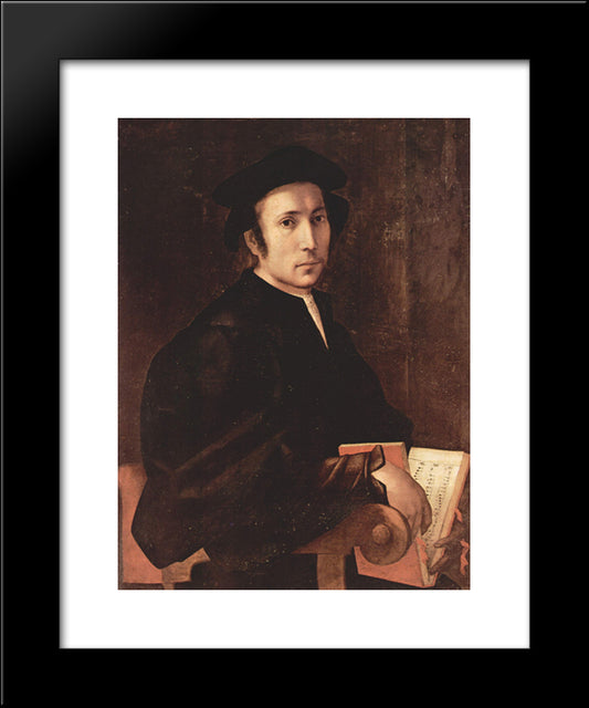 Portrait Of A Musician 20x24 Black Modern Wood Framed Art Print Poster by Pontormo, Jacopo