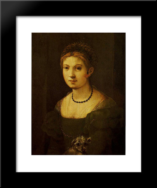 Portrait Of A Young Woman 20x24 Black Modern Wood Framed Art Print Poster by Pontormo, Jacopo