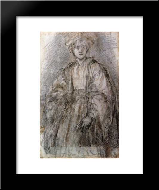 Portrait Of A Youth 20x24 Black Modern Wood Framed Art Print Poster by Pontormo, Jacopo