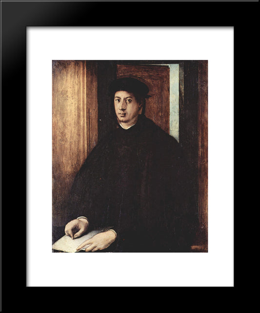Portrait Of Alessandro De' Medici 20x24 Black Modern Wood Framed Art Print Poster by Pontormo, Jacopo