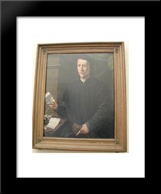 Portrait Of Ludovico Martelli 20x24 Black Modern Wood Framed Art Print Poster by Pontormo, Jacopo