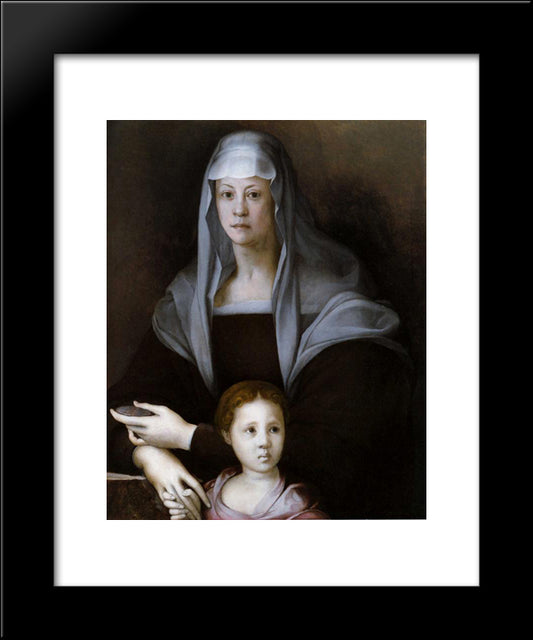 Portrait Of Maria Salviati With Giulia De Medici 20x24 Black Modern Wood Framed Art Print Poster by Pontormo, Jacopo