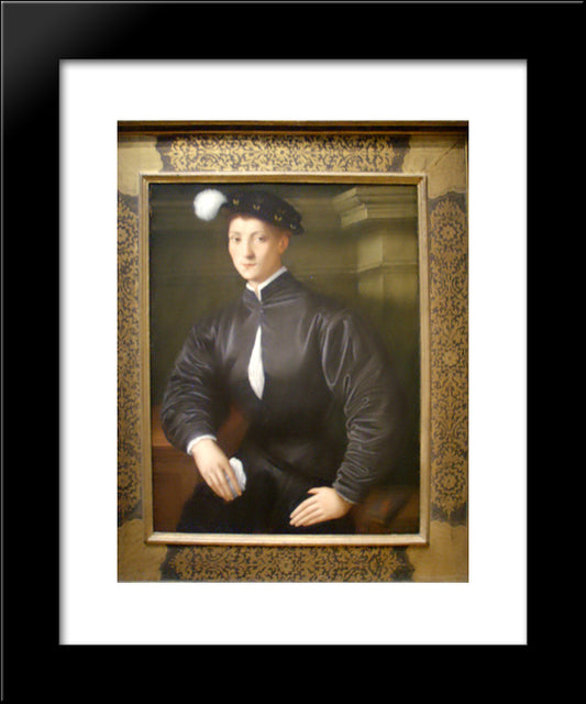 Portrait Of Ugolino Martelli 20x24 Black Modern Wood Framed Art Print Poster by Pontormo, Jacopo