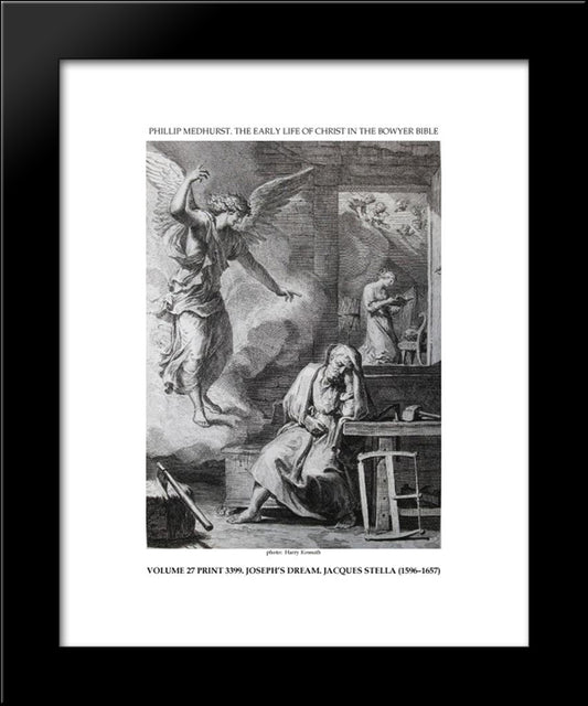 Early Life Of Christ In The Bowyer Bible Print 9 Of 21. Dream Of Saint Joseph 20x24 Black Modern Wood Framed Art Print Poster by Stella, Jacques