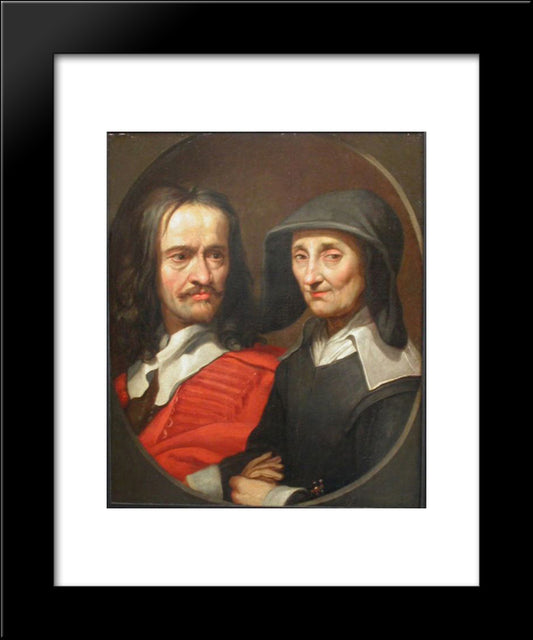 Portrait Of Jacques Stella And Her Mother, Claudine De Masso 20x24 Black Modern Wood Framed Art Print Poster by Stella, Jacques