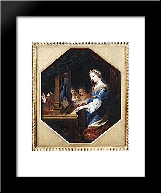 Sainte Cecile Playing The Organ 20x24 Black Modern Wood Framed Art Print Poster by Stella, Jacques