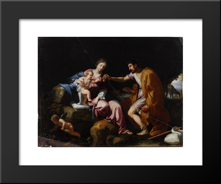 The Rest On The Flight Into Egypt 20x24 Black Modern Wood Framed Art Print Poster by Stella, Jacques