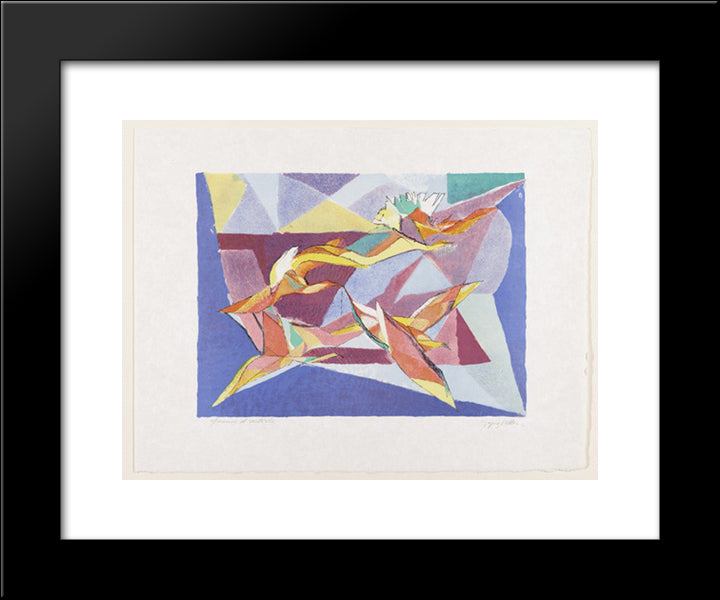 Birds In Flight 20x24 Black Modern Wood Framed Art Print Poster by Villon, Jacques