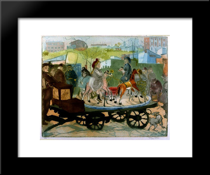 Le Petit Manege, Rue Caulaincourt 20x24 Black Modern Wood Framed Art Print Poster by Villon, Jacques