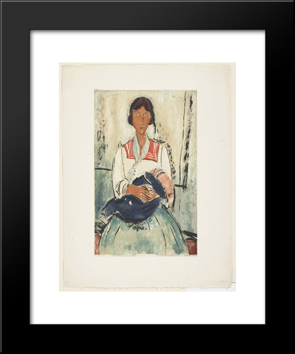 L'Italienne, After Modigliani 20x24 Black Modern Wood Framed Art Print Poster by Villon, Jacques