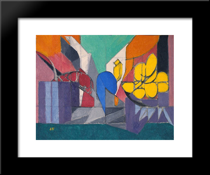 Nature Morte Aux Fleurs Jaunes 20x24 Black Modern Wood Framed Art Print Poster by Villon, Jacques