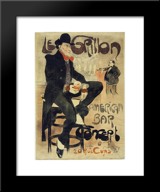 The Cricket, American Bar (Le Grillon, American Bar) 20x24 Black Modern Wood Framed Art Print Poster by Villon, Jacques