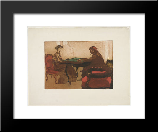 The Game Of Backgammon 20x24 Black Modern Wood Framed Art Print Poster by Villon, Jacques
