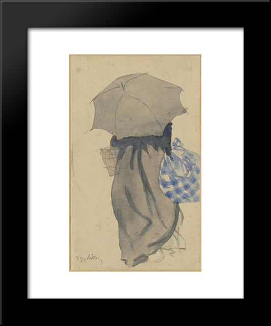 Woman With Umbrella 20x24 Black Modern Wood Framed Art Print Poster by Villon, Jacques