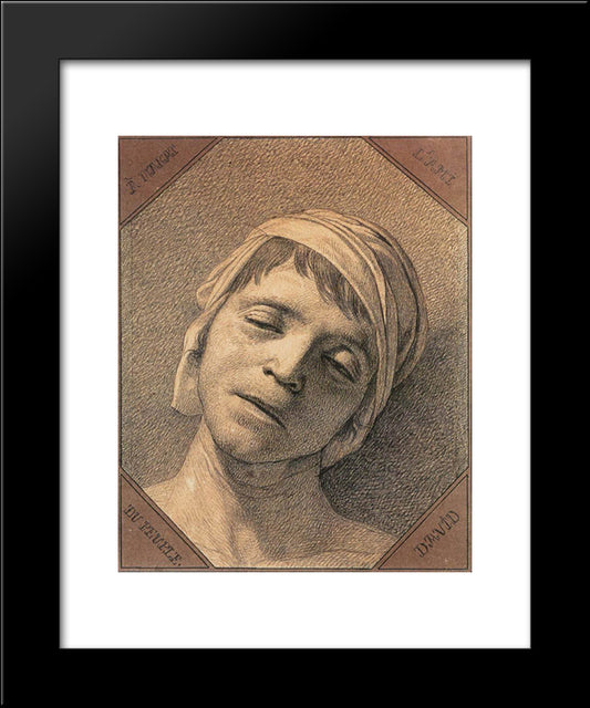 Head Of Marat 20x24 Black Modern Wood Framed Art Print Poster by David, Jacques Louis