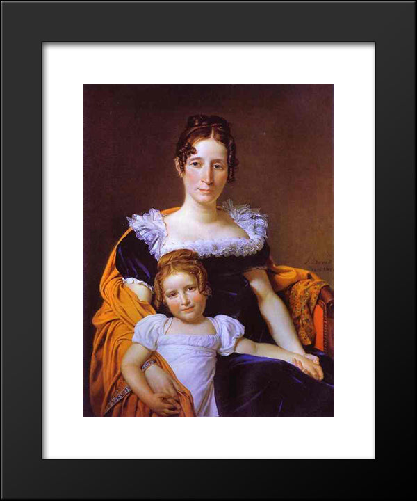 Portrait Of The Countess Vilain Xiiii And Her Daughter 20x24 Black Modern Wood Framed Art Print Poster by David, Jacques Louis